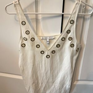 White linen sleeveless blouse